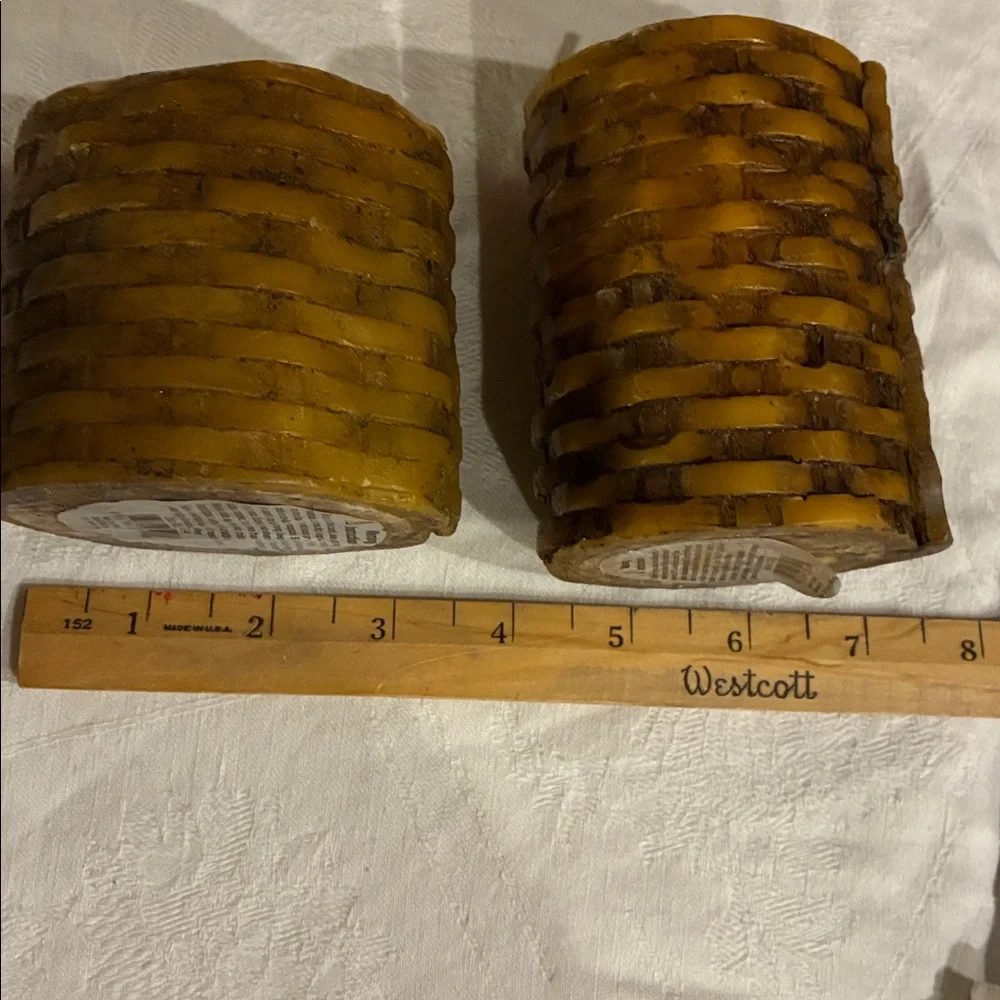 Rustic Brown Woven Basket MCM Pillar Candles Pillar Candles W/ Woven Wax Texture